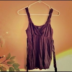 XOXO purple beaded pleated tank top